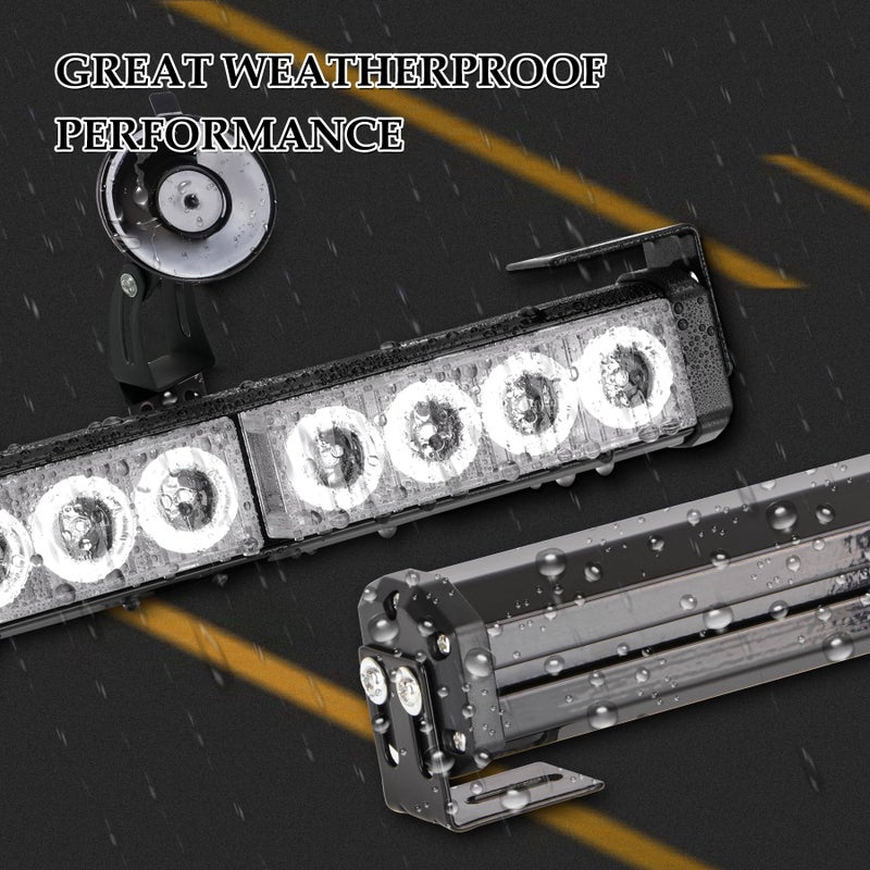 SMALLFATW Traffic Advisor Light Bar 32 Inch Warning Emergency Led Strobe Lights Bar, 13 Flashing Patterns, Suction Cup Mount, Windshield Safety Lights for Truck Vehiclesï¼ˆAmber & Whiteï¼‰ - Image 5